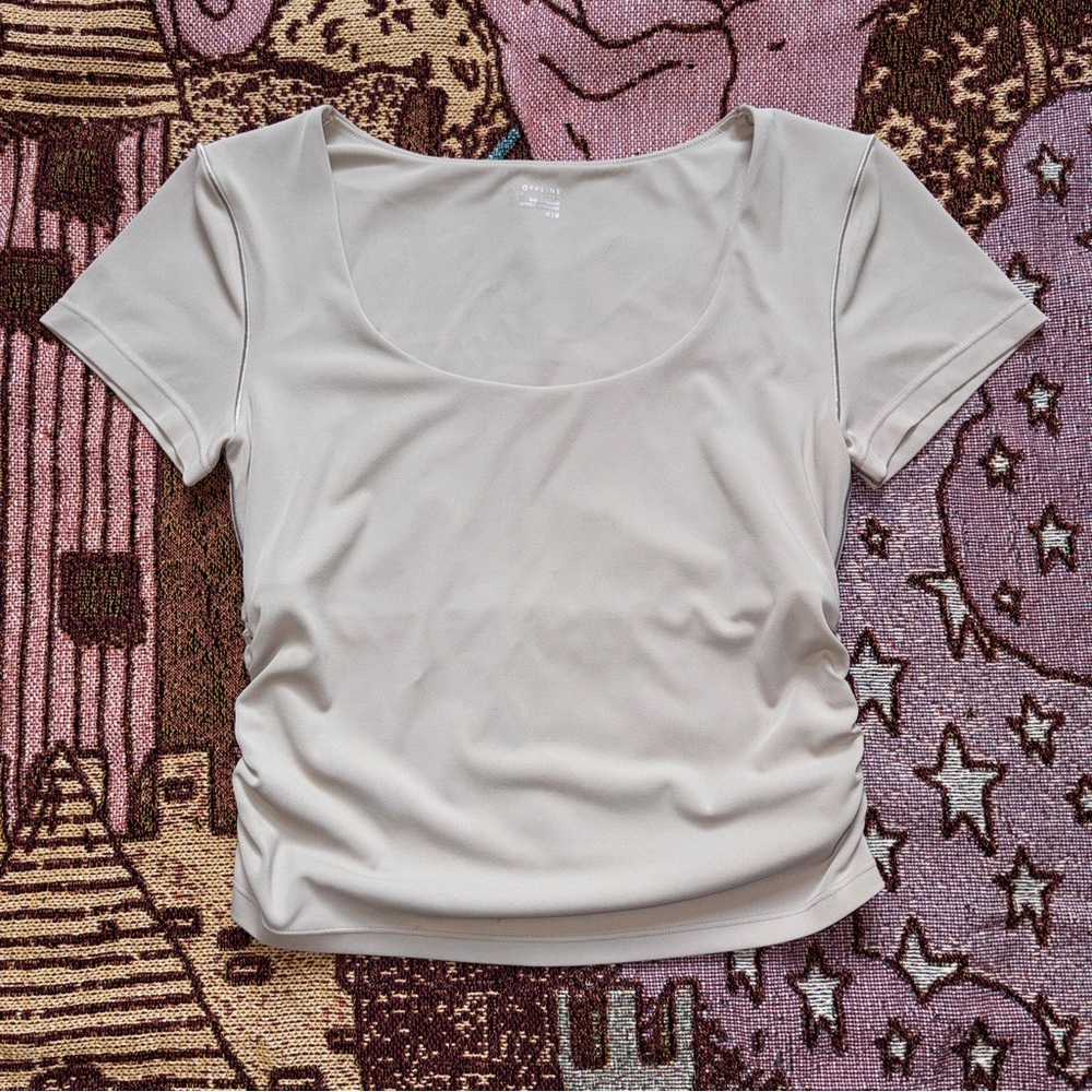 Offline by Aerie Real Me Scoop T-Shirt in Stone Harbor Size Medium Athletic Wear